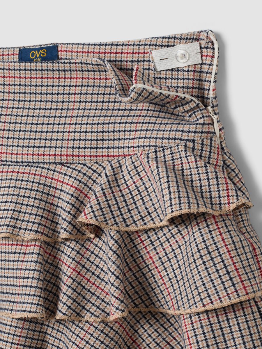 Girls&rsquo; multicolour checked stretch viscose skirt with ruffles_1