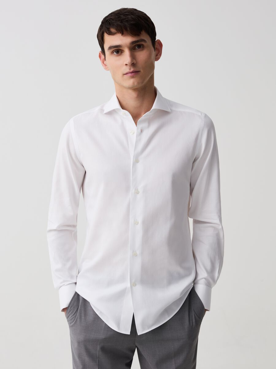 Slim-fit shirt in double-twist Oxford cotton_0