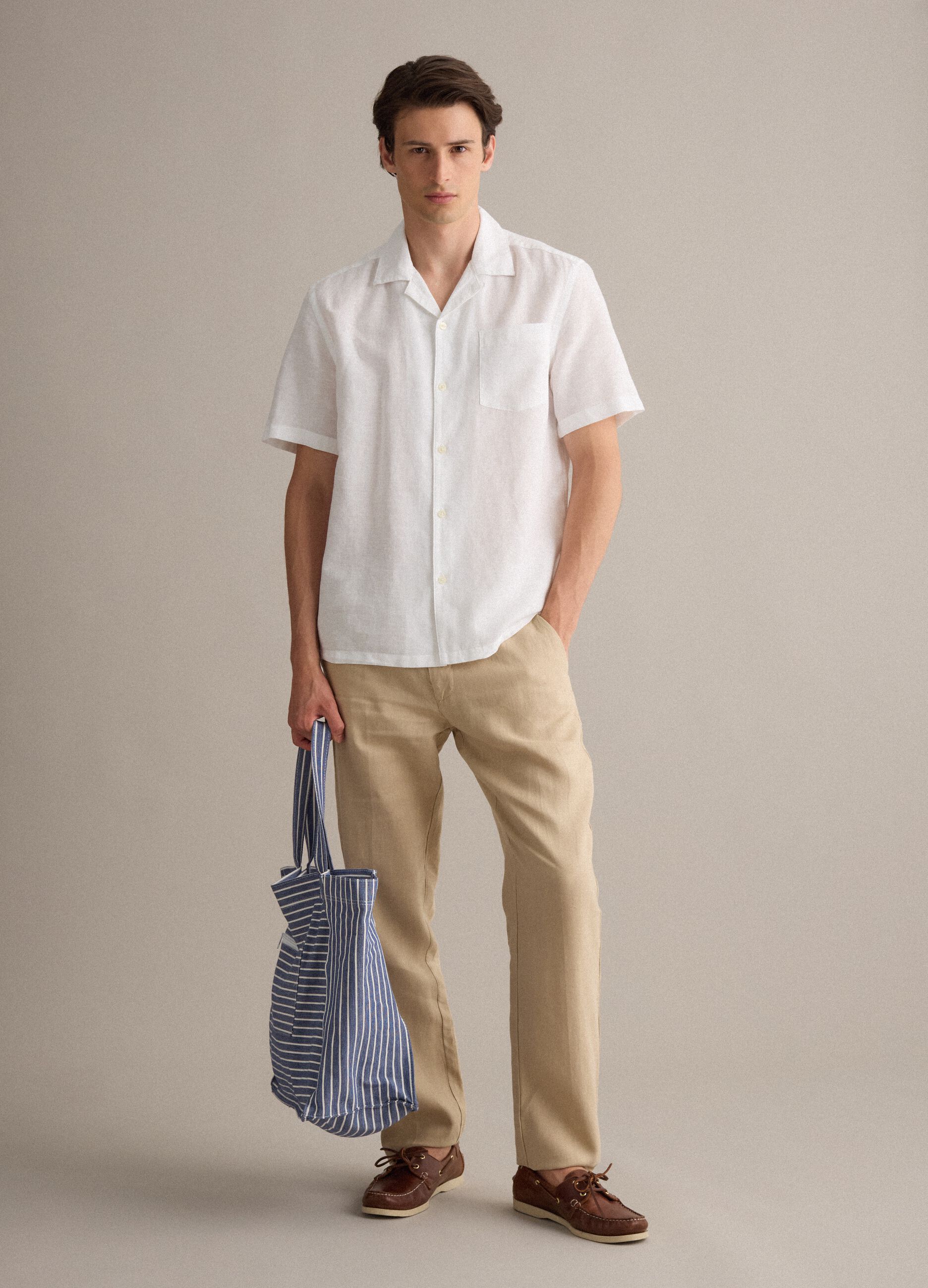 Blue striped pure cotton shopper bag