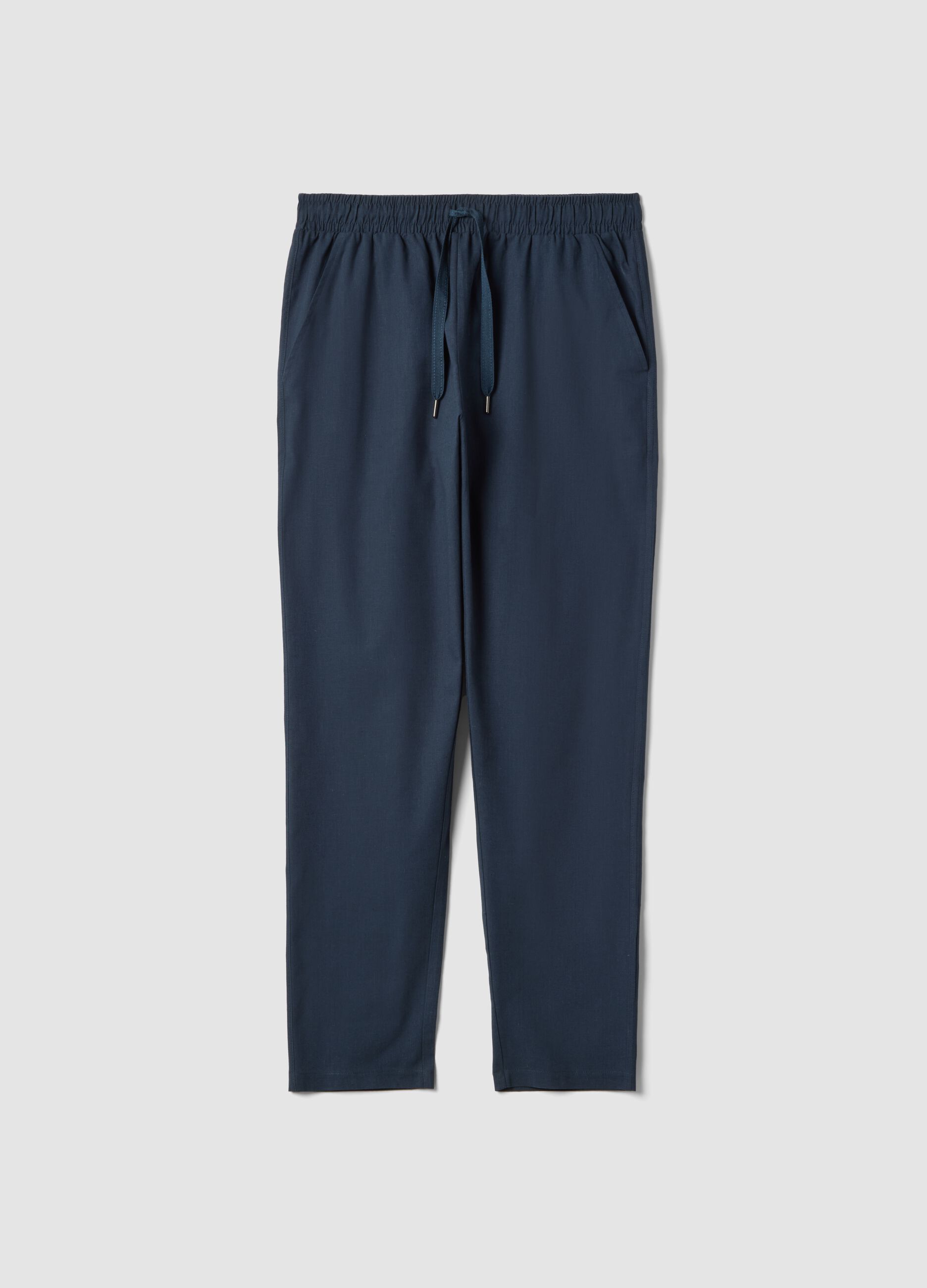 Gr&uuml;ne Pyjamahose aus Baumwoll-Leinen-Mix, Relaxed Fit