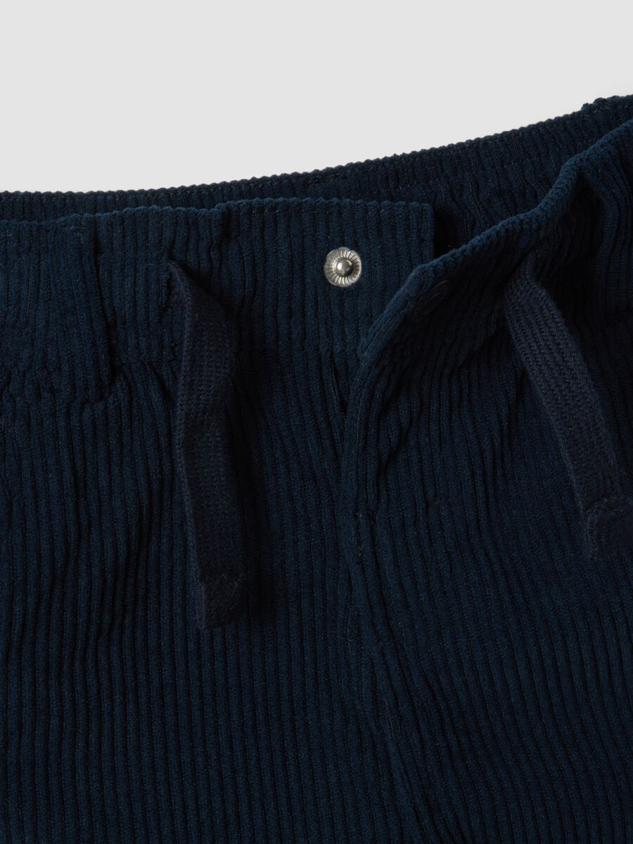 Blue regular-fit chino trousers with elasticated ribbed waistband_3