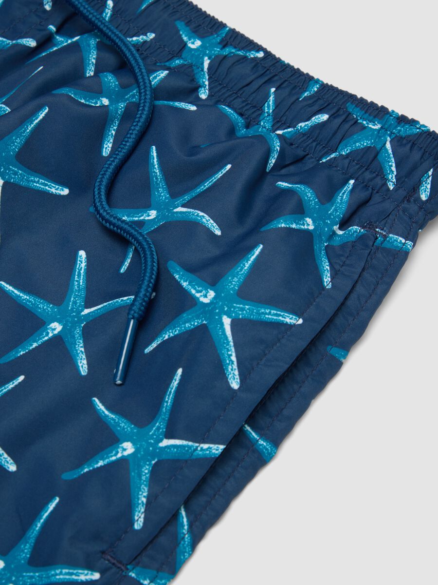 Blue boxer swim shorts with starfish print_5