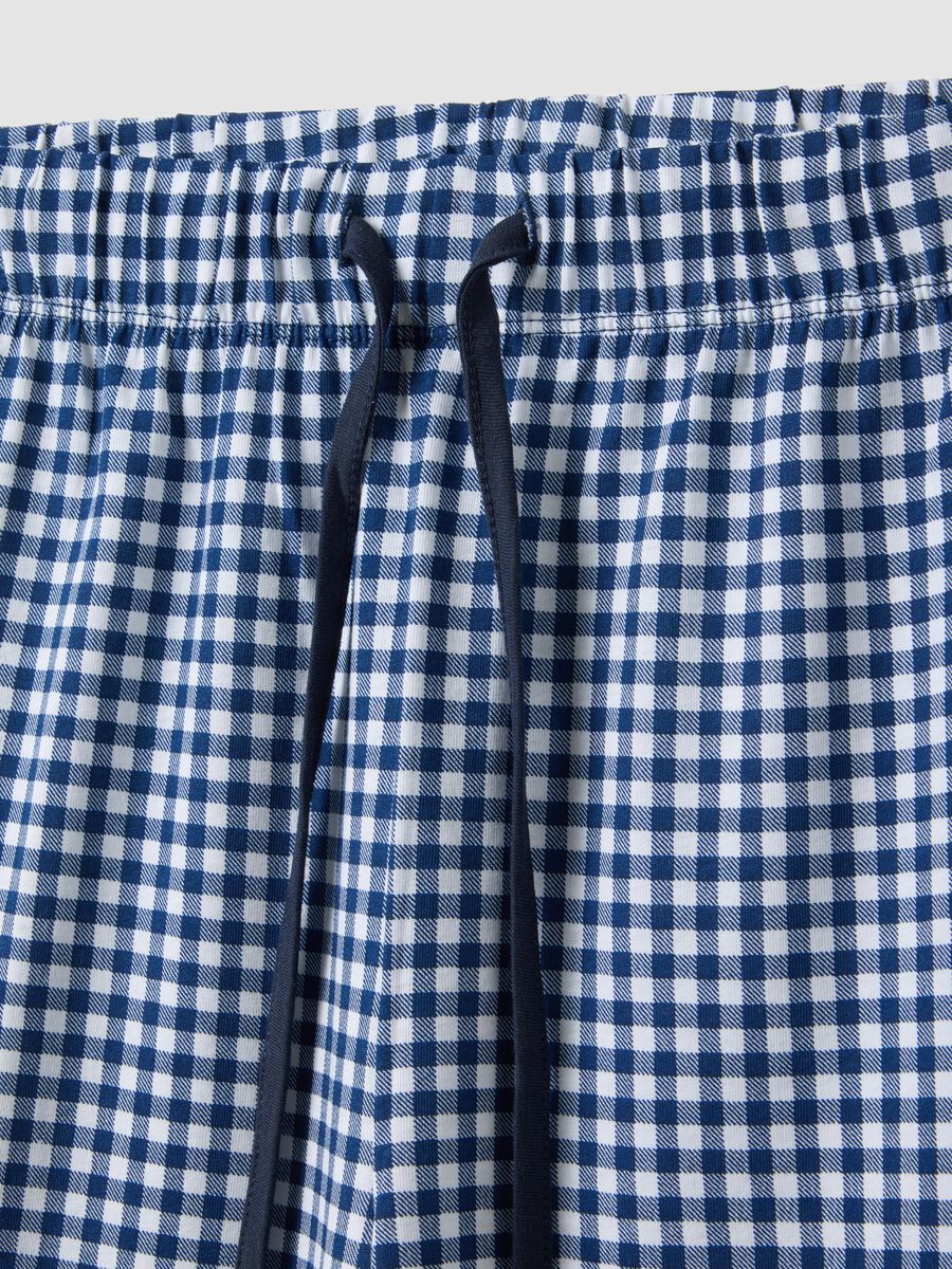 Multicolour check pure cotton pyjama shorts regular fit_5