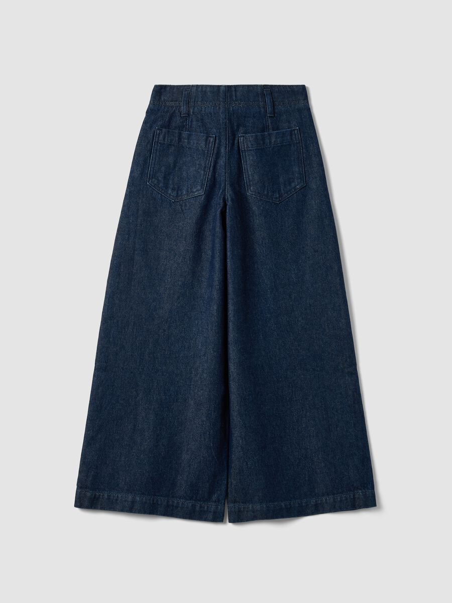 Blue wide-leg jeans in pure cotton_5
