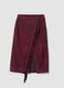 Red genuine leather skirt with fringes_0