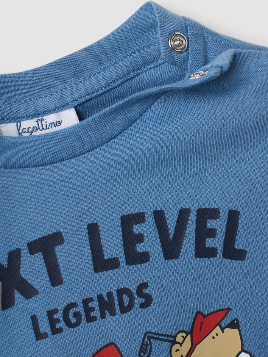 Blue pure organic cotton T-shirt with teddy bear print_3