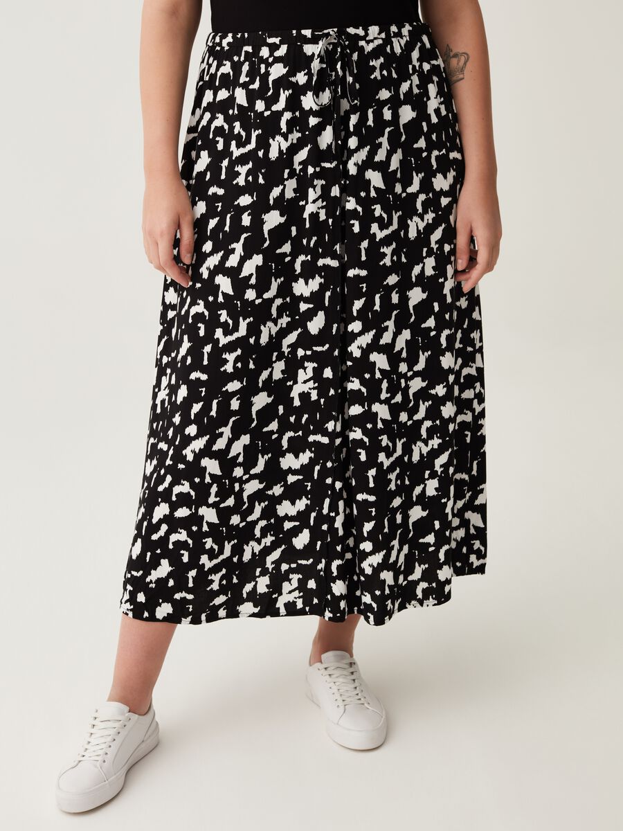 Curvy midi skirt with animal print_1