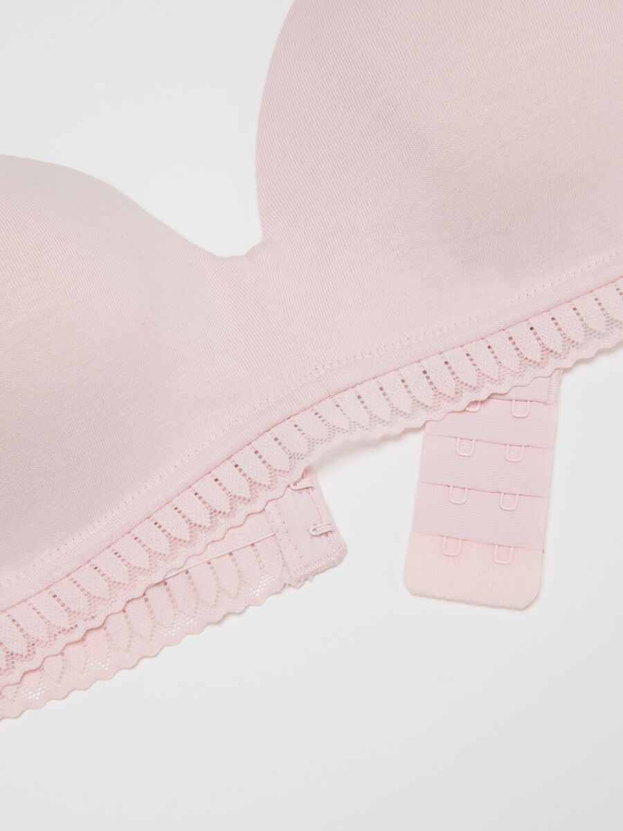 Pink Triangle Bra in Stretch Cotton with Padding_1