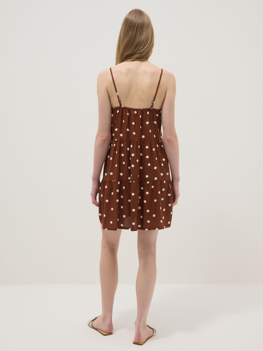 Brown polka-dot dress in pure viscose_2