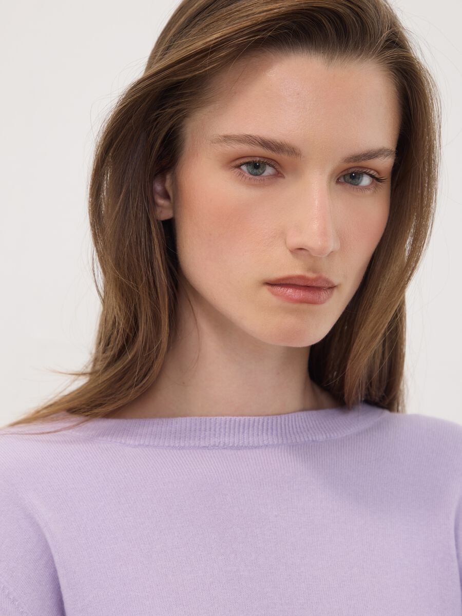 Maglia viola girocollo regular fit a maniche lunghe_2