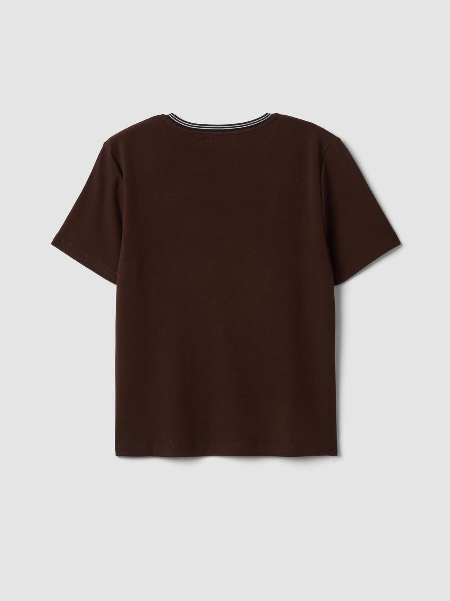 Brown stretch viscose crew-neck T-shirt_2
