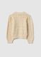 Cardigan de algod&atilde;o puro bege para meninas ajuste regular com desenho perfurado_1
