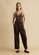 Brown cotton blend straight fit trousers_0