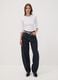 Dark wash pure cotton denim barrel-fit jeans_0