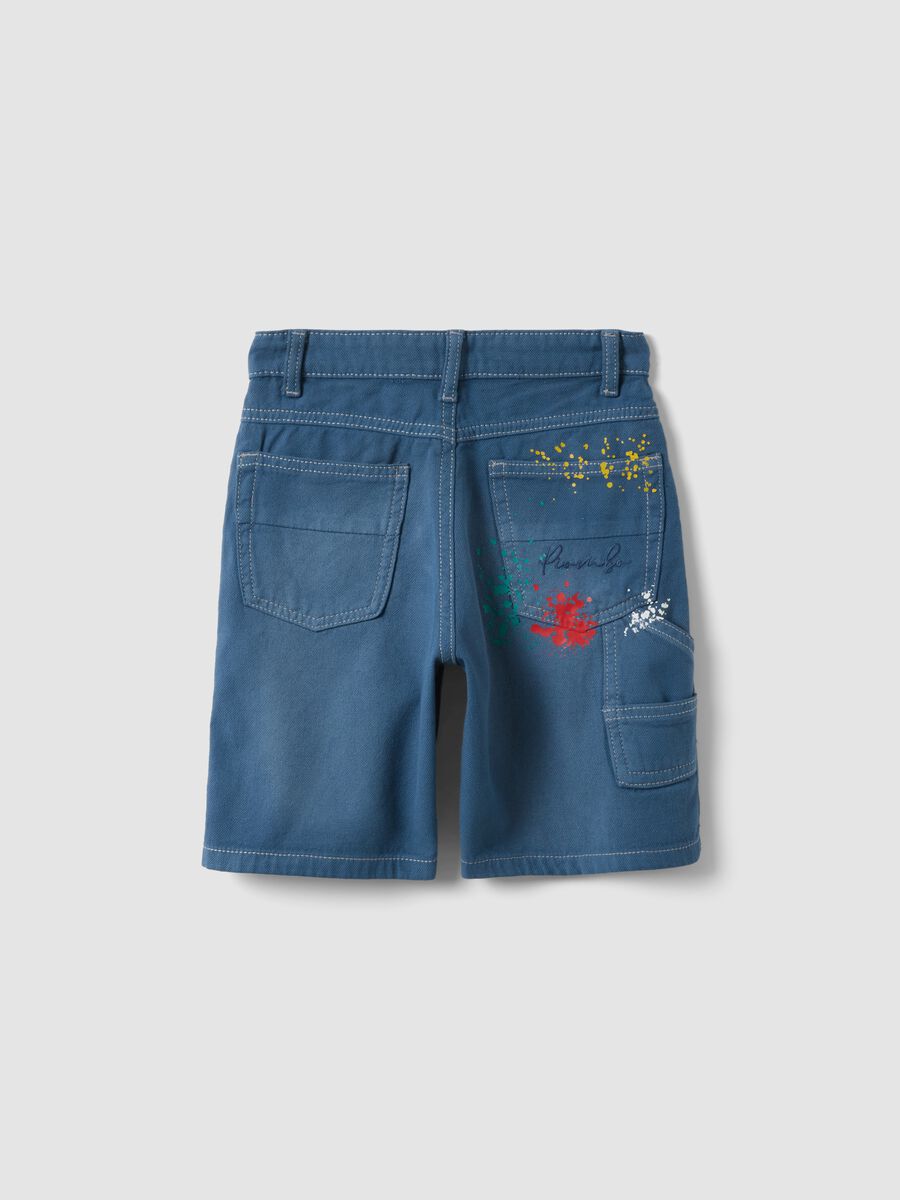 Shorts cargo vaqueros azul de algod&oacute;n puro para ni&ntilde;o, corte baggy_1