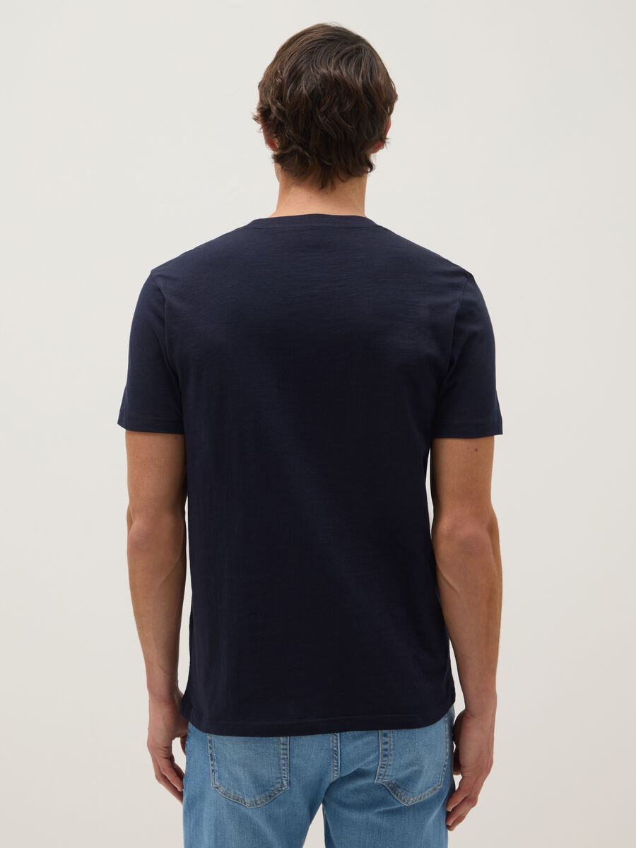 Regular Fit Blue Pure Cotton T-Shirt_2