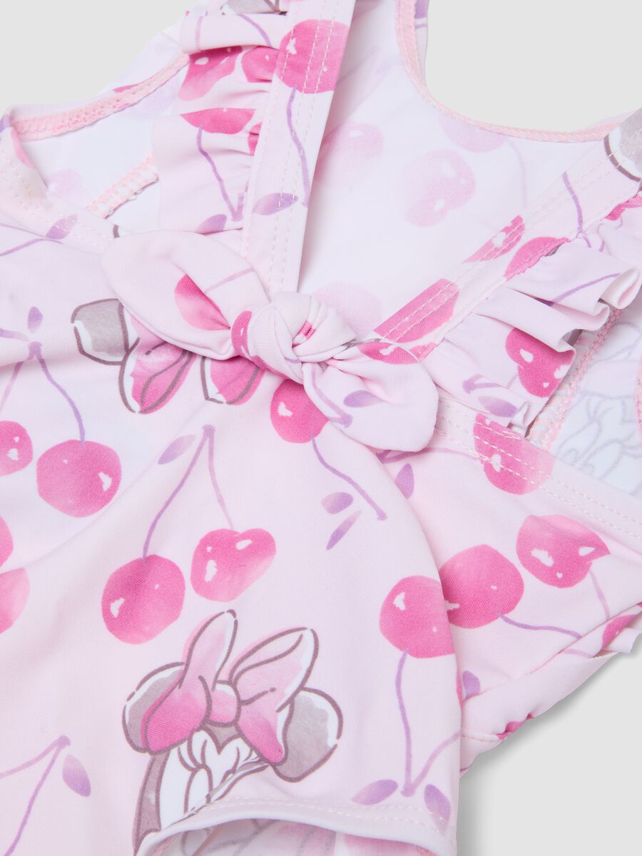 Pink Minnie print ruffle one-piece swimsuit for baby girls_3