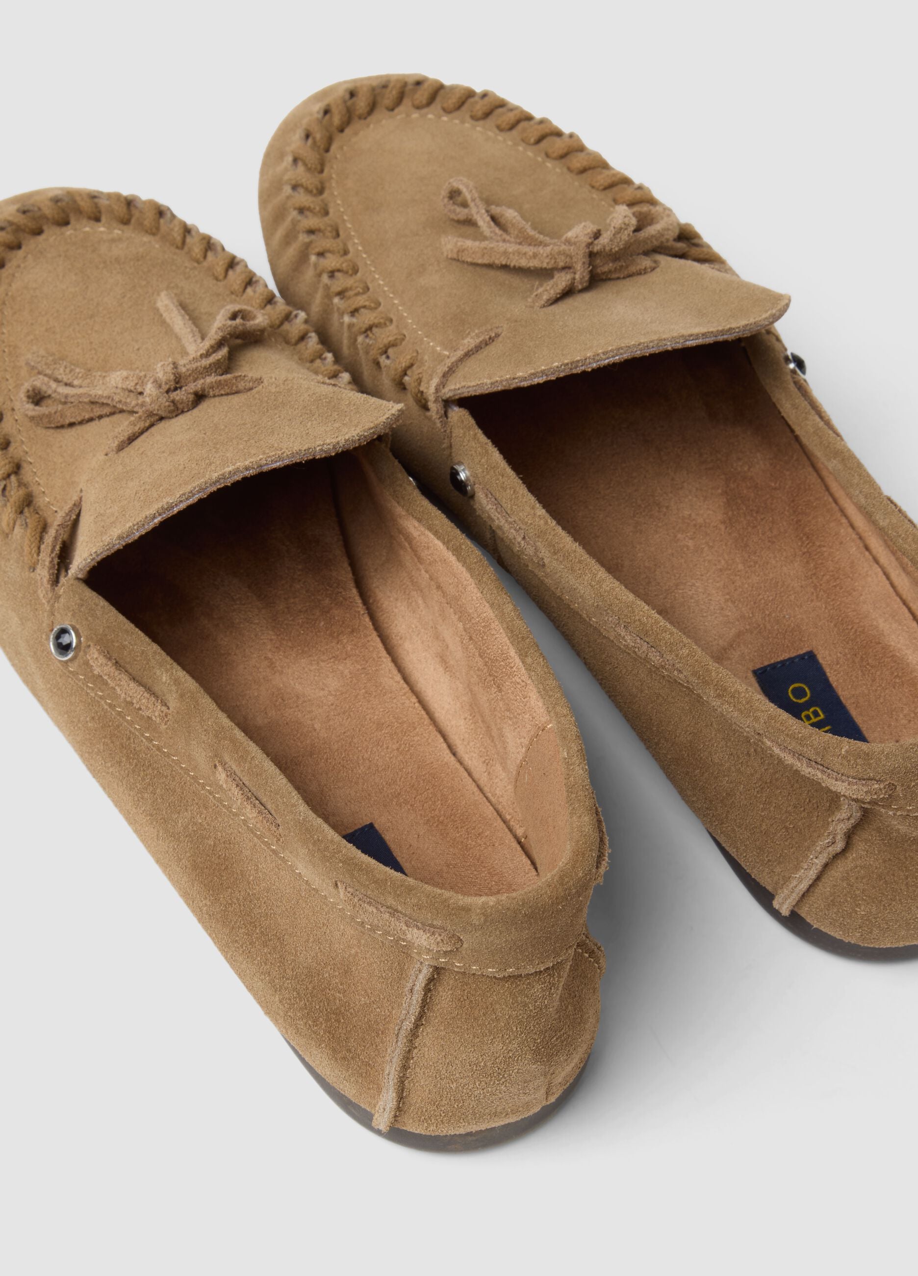 Braune Loafer aus echtem Leder mit Schleife