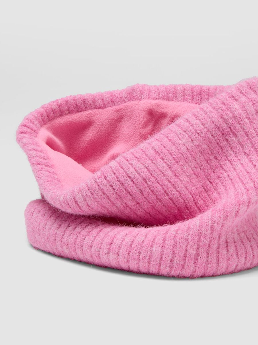 Scaldacollo rosa in lana elasticizzata a coste_1