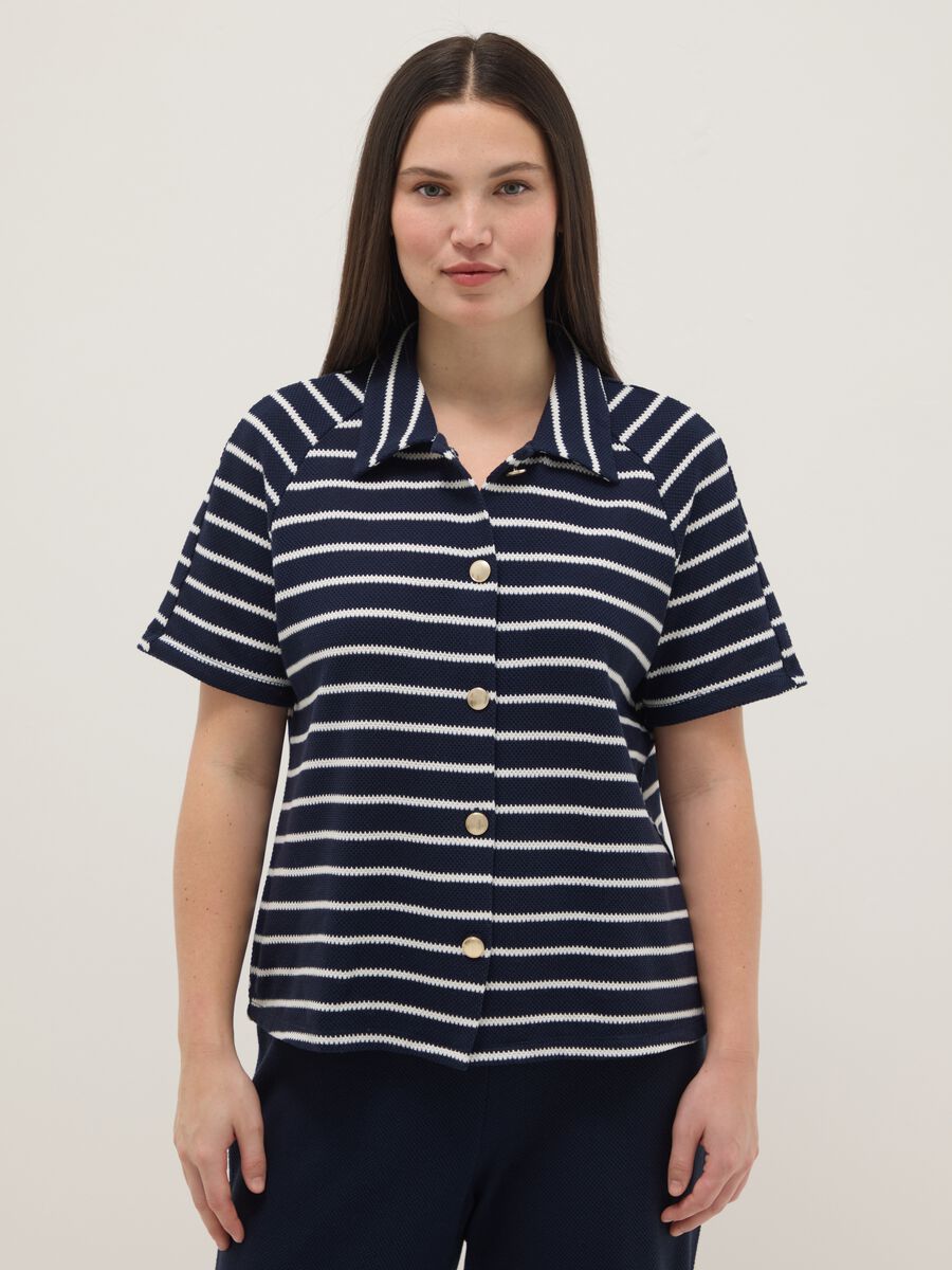 Multicolour striped cotton blend polo, regular fit_0