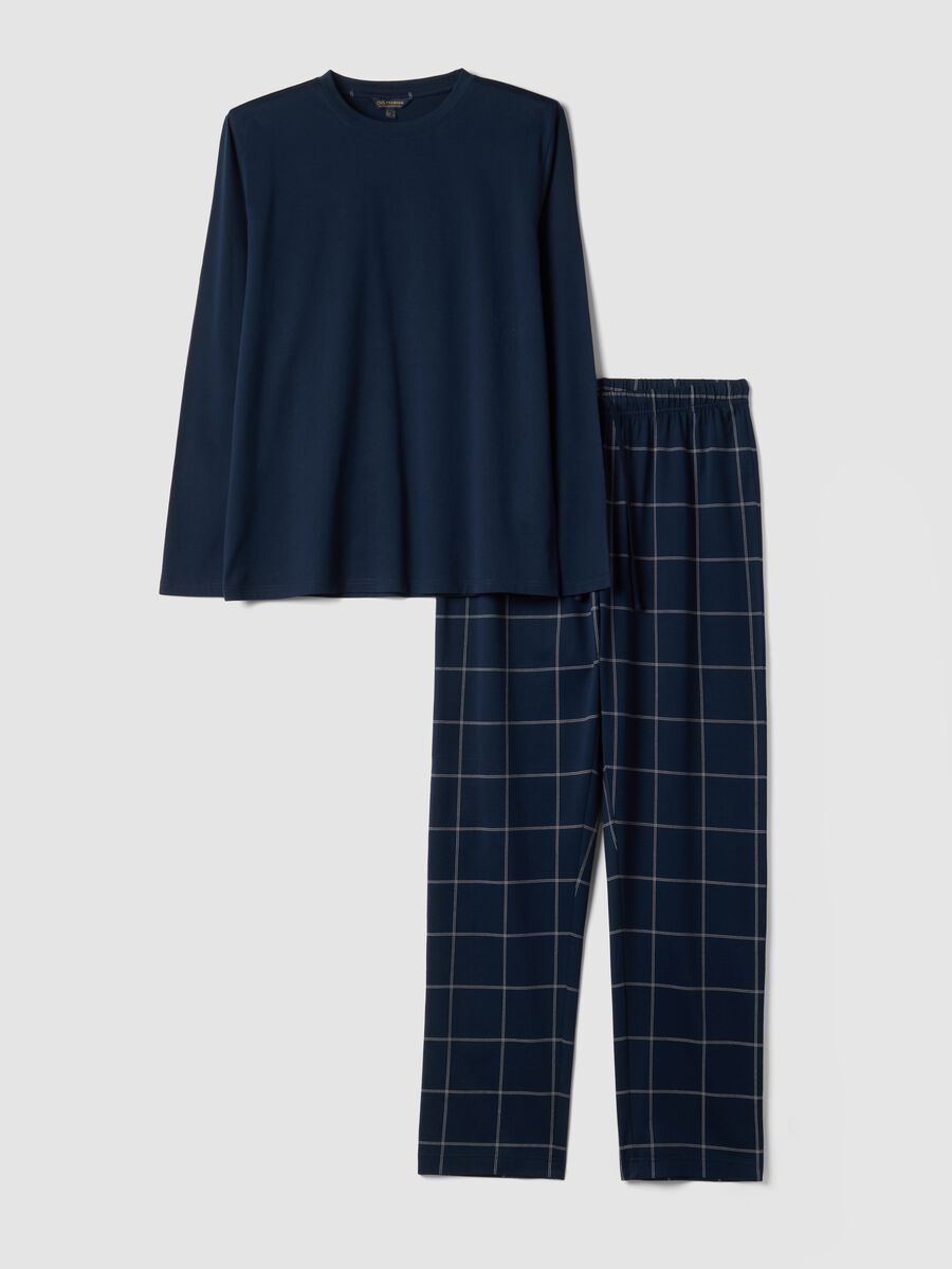 Pigiama blu notte in puro cotone organico con girocollo_4