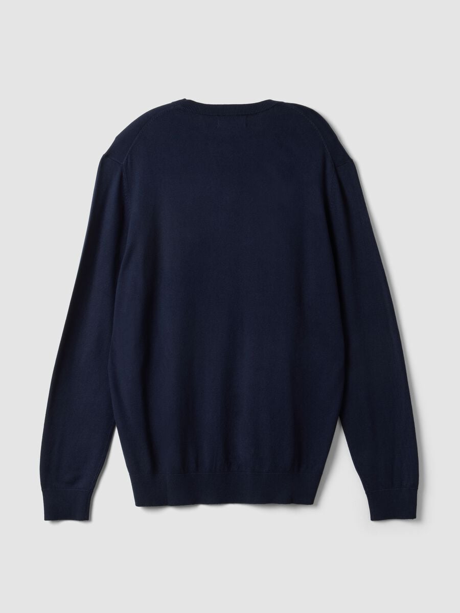 Navy crew-neck jumper in viscose blend, regular fit_6