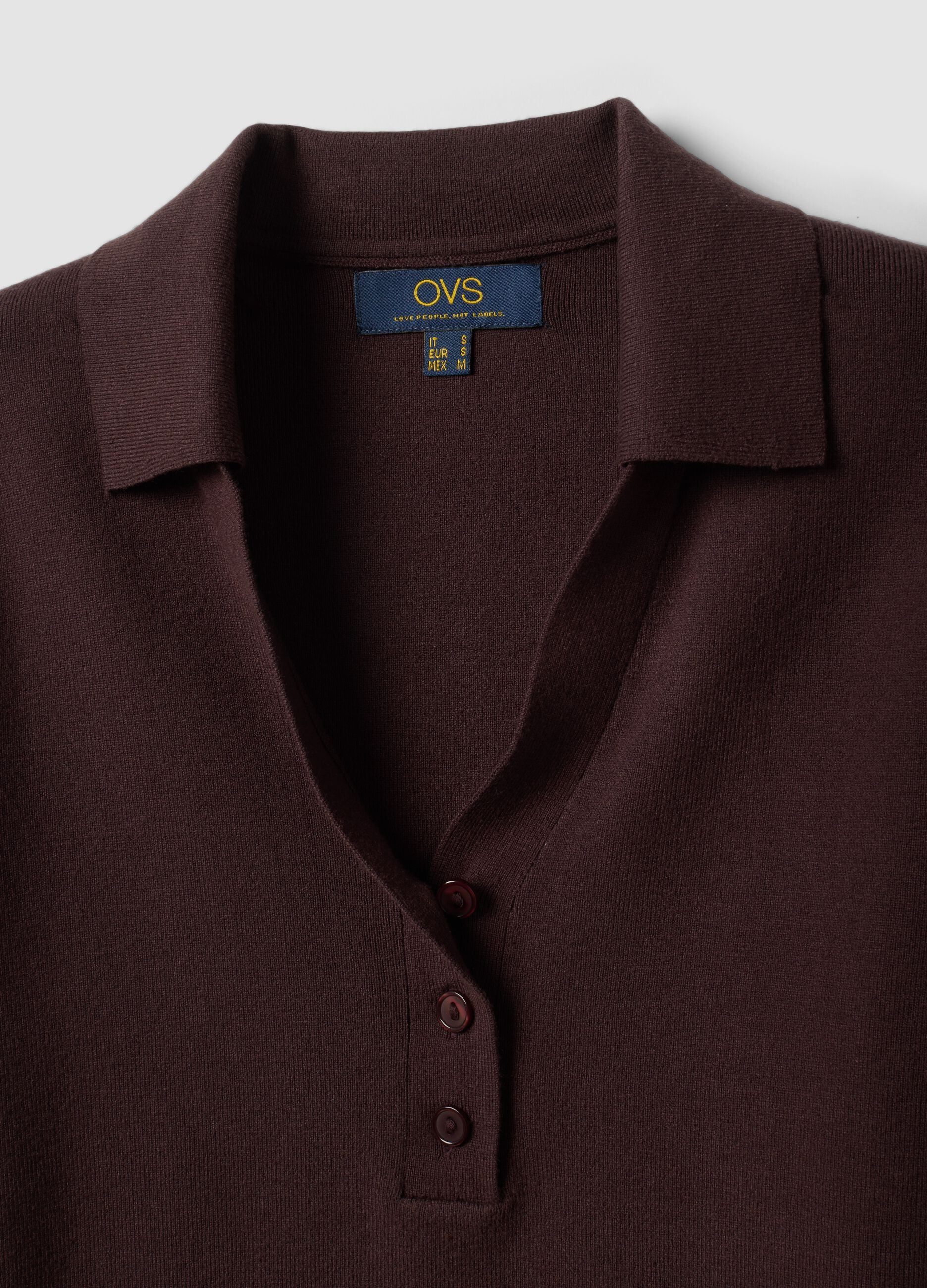 Brauner Polo-Pullover aus Viskosemix, Regular Fit
