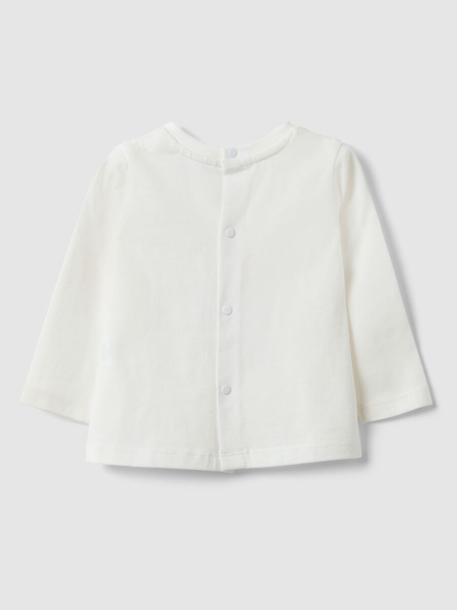 T-shirt b&eacute;b&eacute; blanc en m&eacute;lange de coton avec motif ourson, coupe regular_1