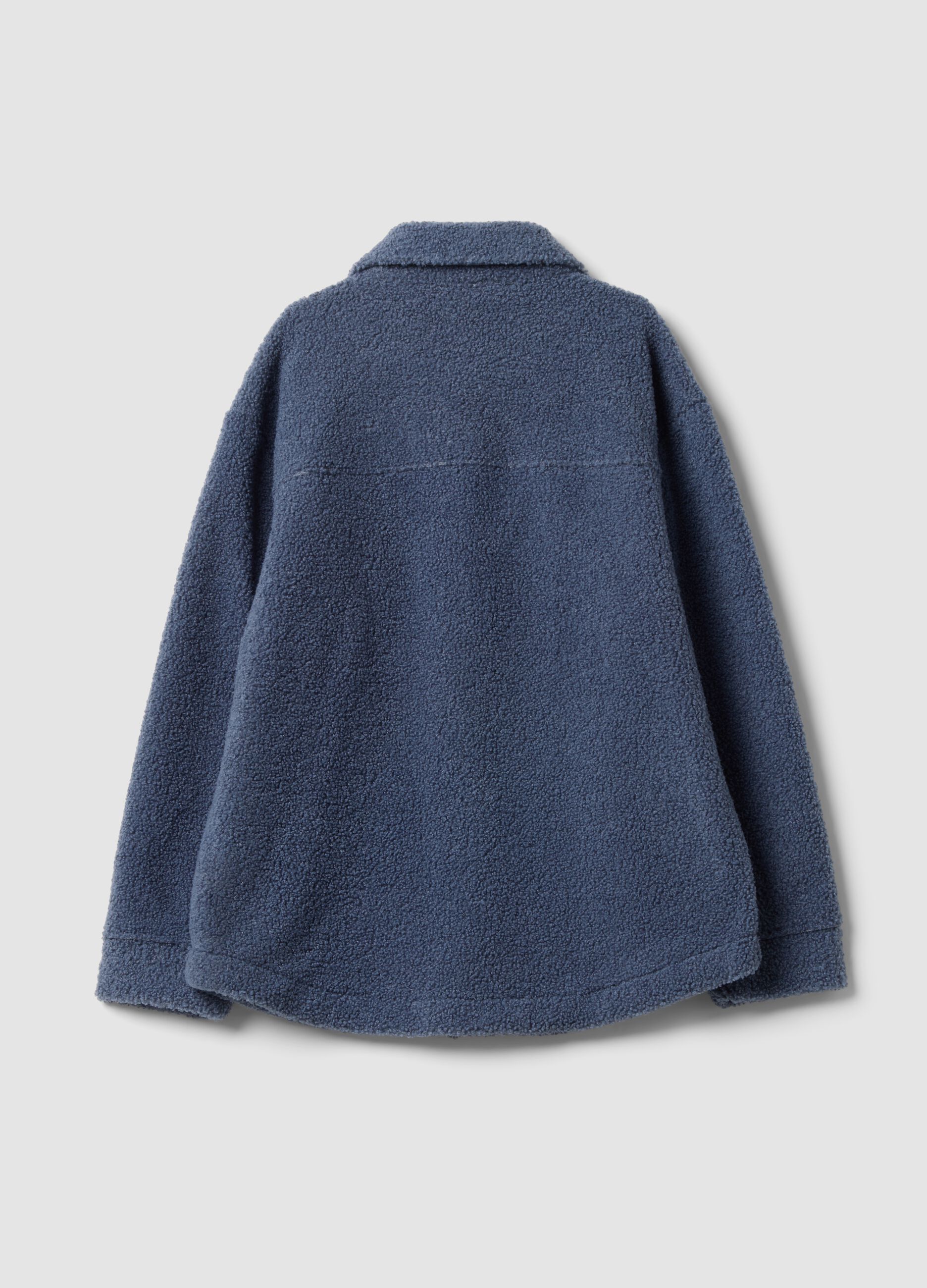 Blue sherpa shacket with buttons, relaxed fit &ndash; ALTAVIA STUDIO