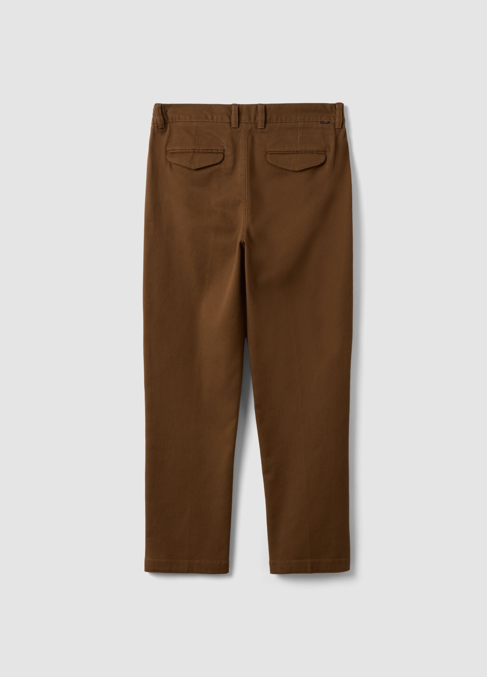 Brown stretch cotton straight-fit chino trousers