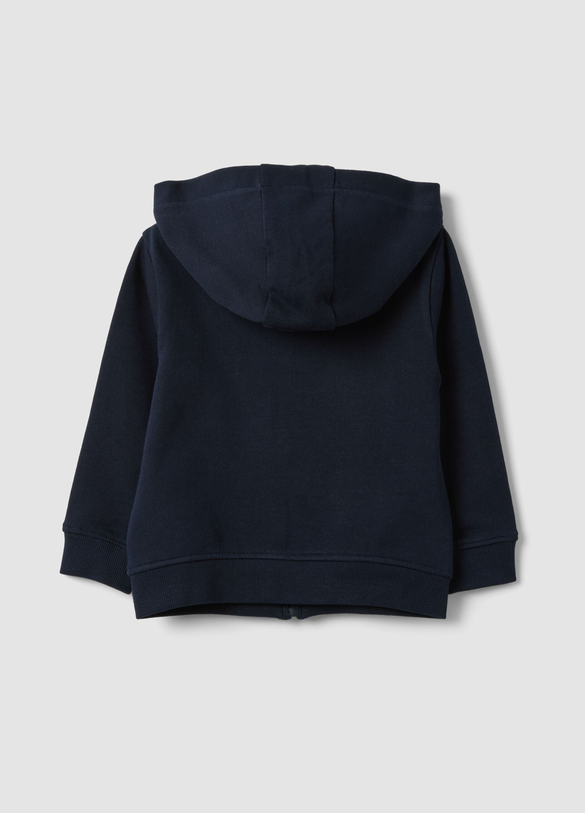 Sweatshirt azul com capuz em puro algod&atilde;o org&acirc;nico, corte regular para beb&eacute; menino
