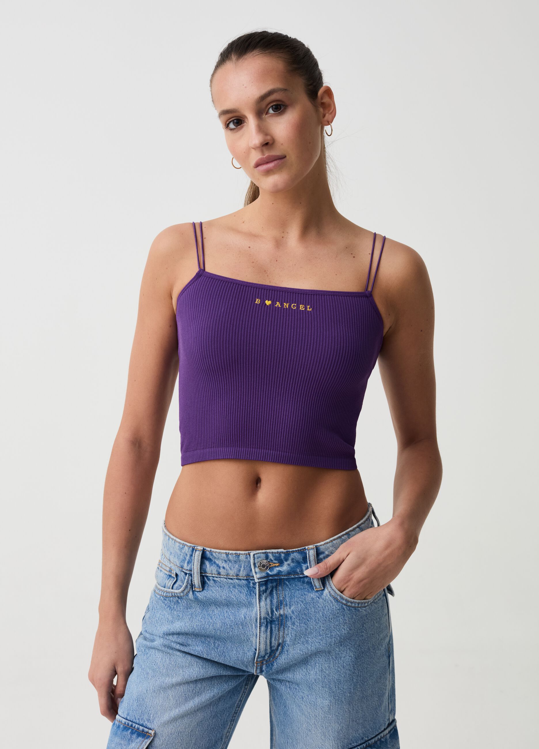 B.ANGEL FOR THE SEA BEYOND seamless ribbed crop top