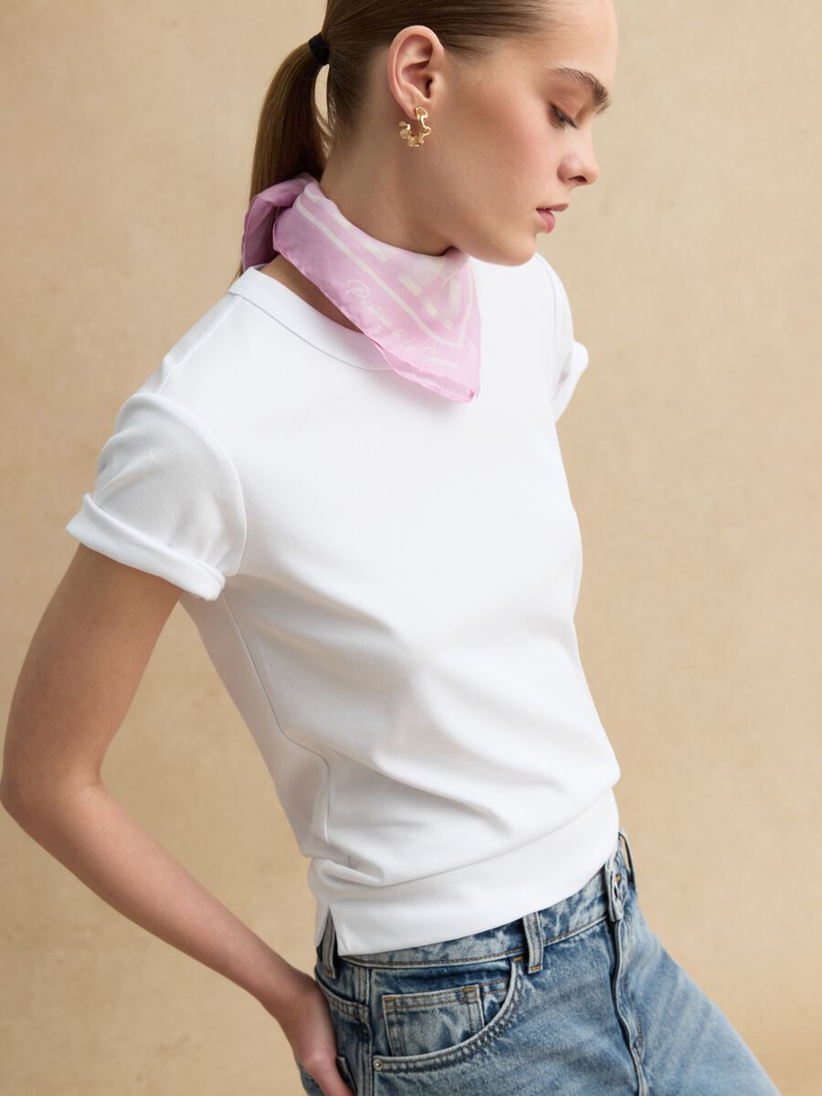 White short sleeve regular fit cotton blend t-shirt_0