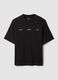 Black pure cotton T-shirt with front print_0