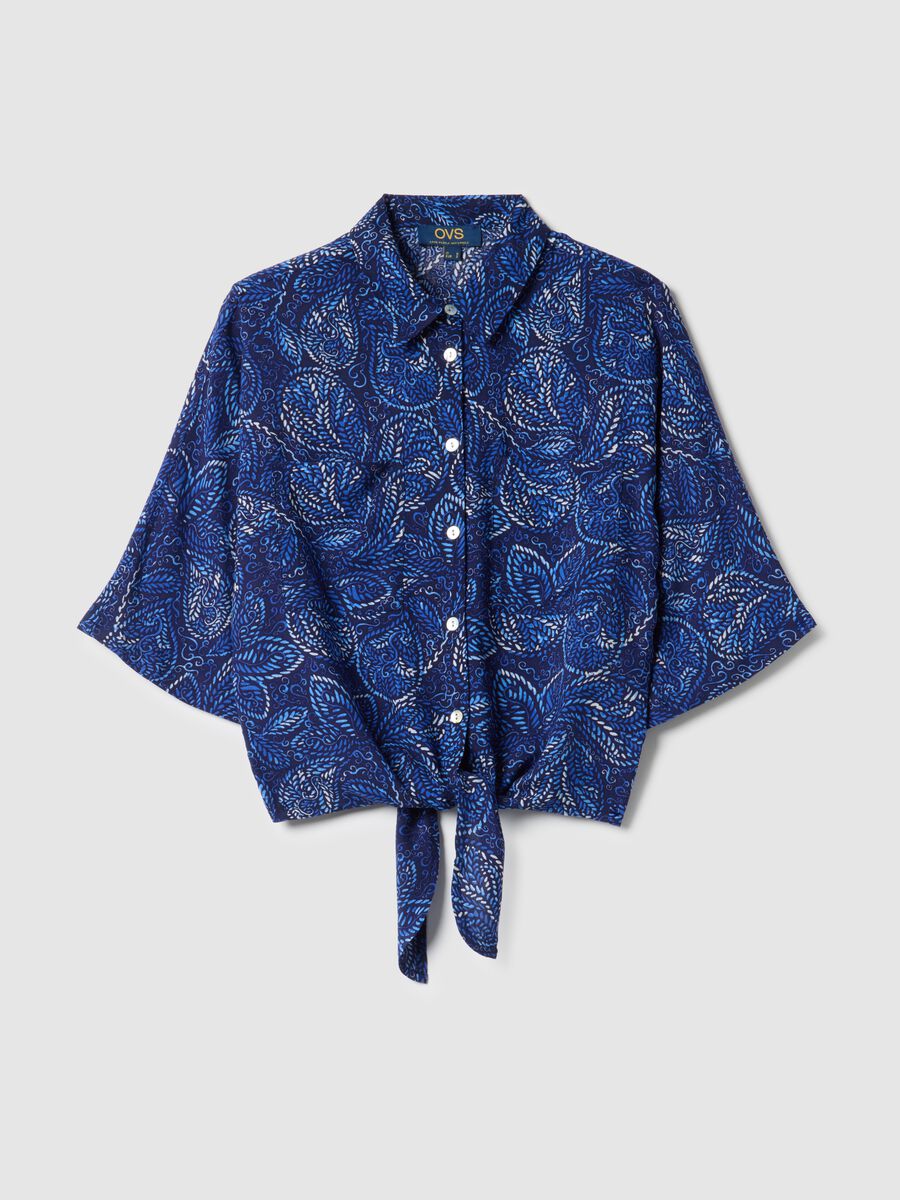 Multicolour striped regular fit pure viscose shirt_4