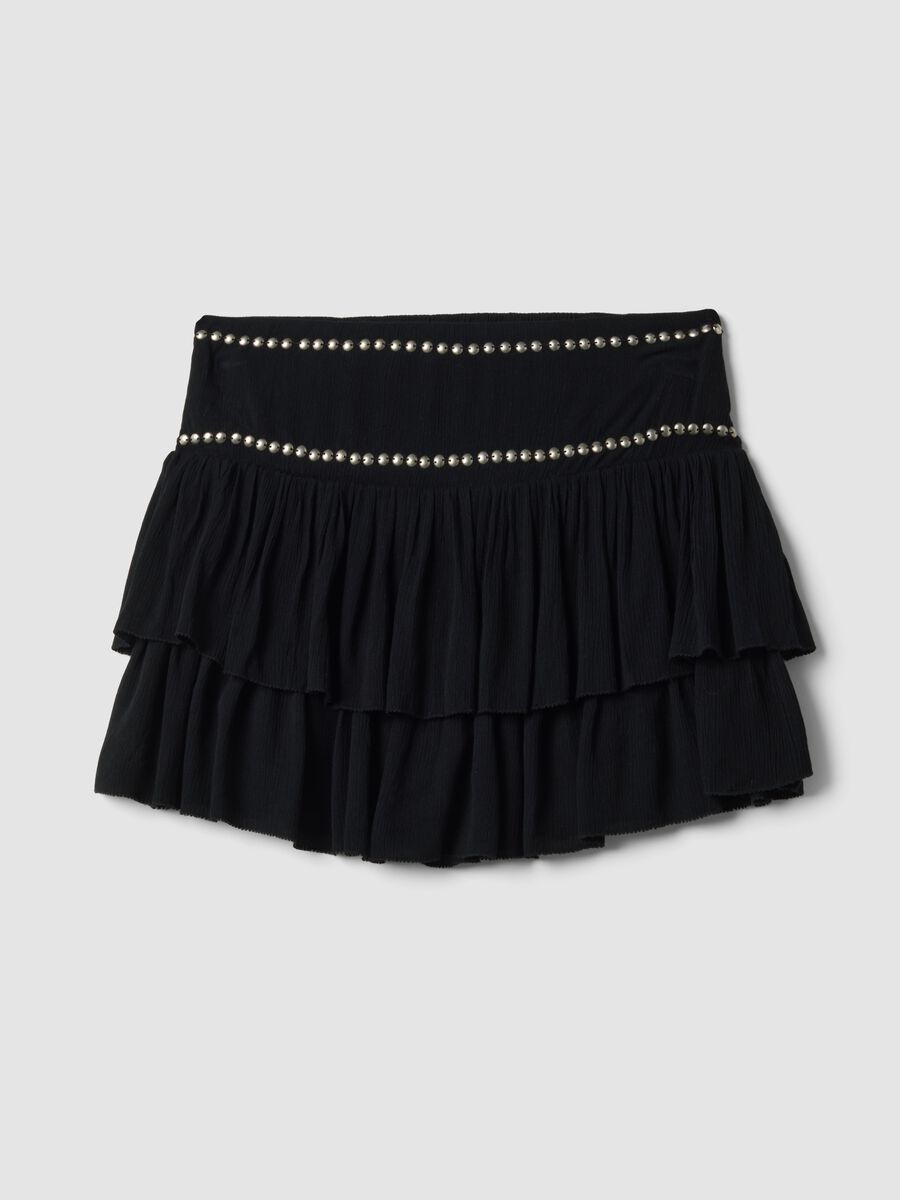 Black pure viscose skirt with ruffles_0