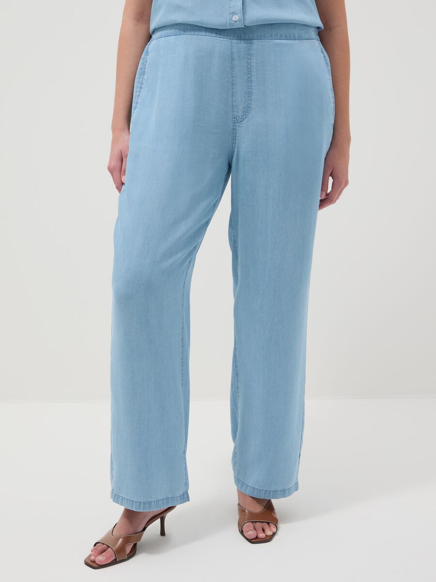 Blaue Jogger aus reinem Lyocell Regular Fit_1