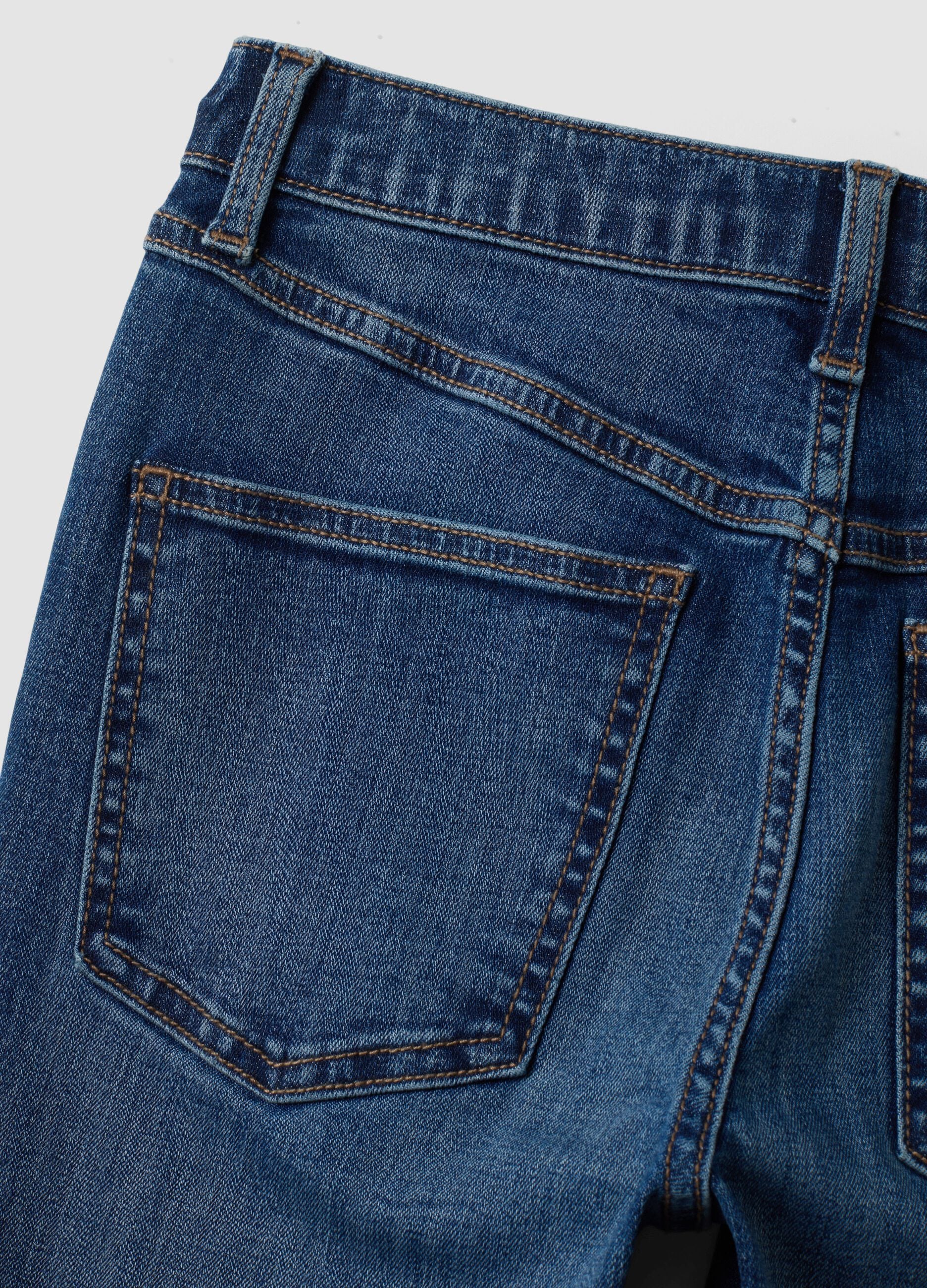 Blue stretch cotton flare jeans