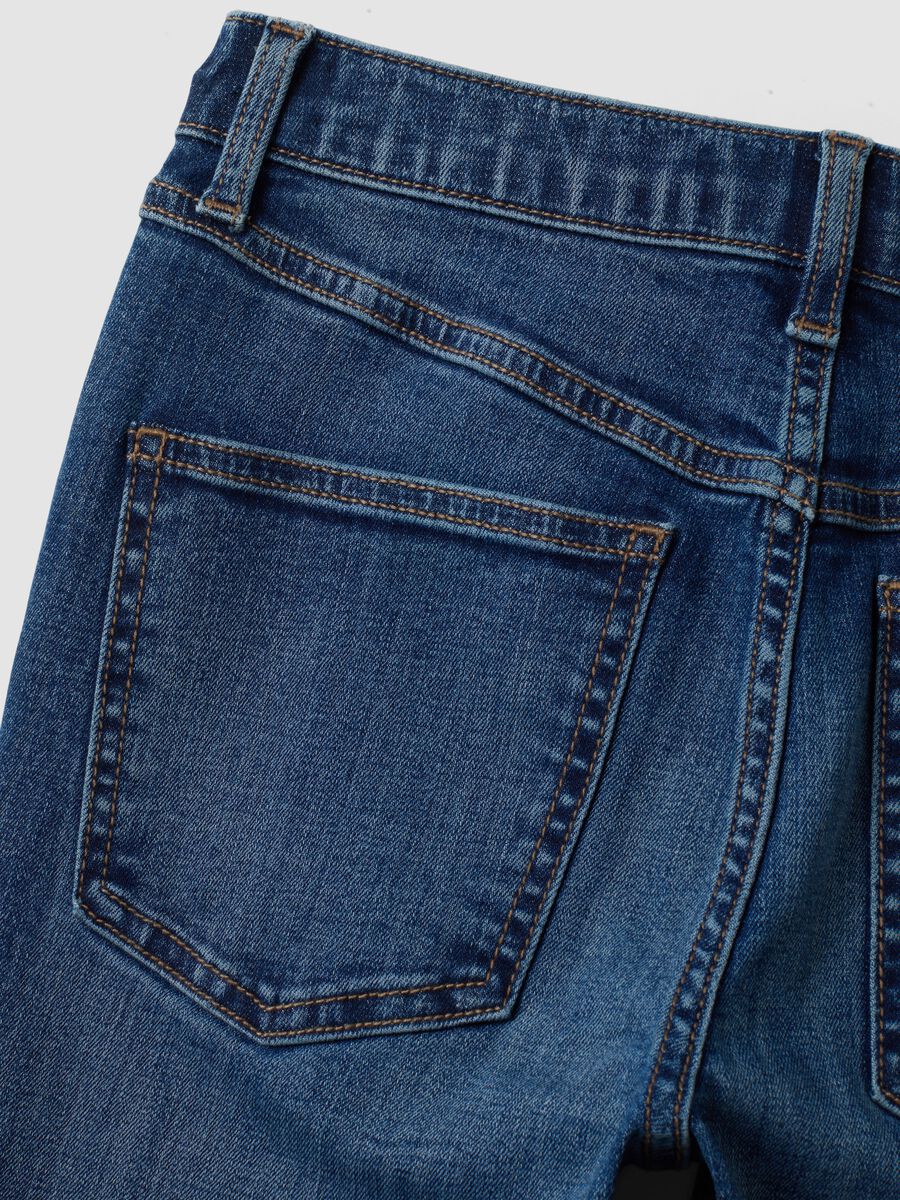 Blue stretch cotton flare jeans_5