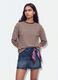 Brown striped pure cotton T-shirt with crew neck, relaxed fit_2