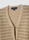 Beige pure cotton cardigan regular fit with openwork design_5