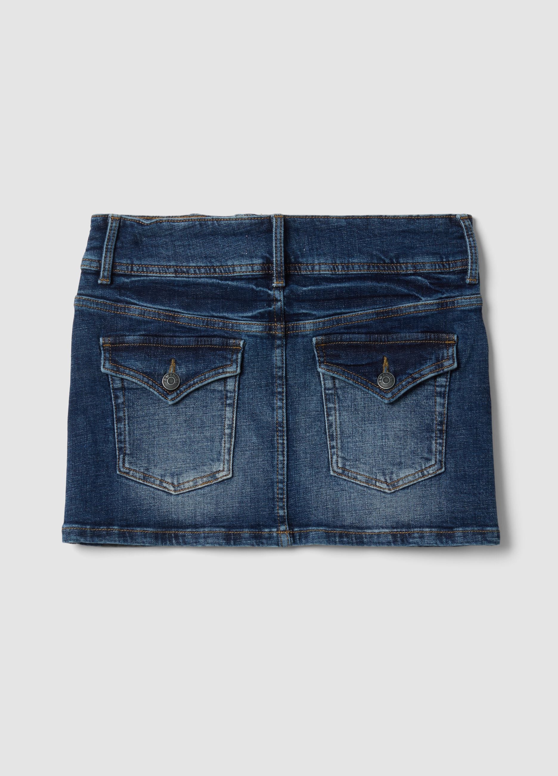 Blue stretch cotton denim mini skirt