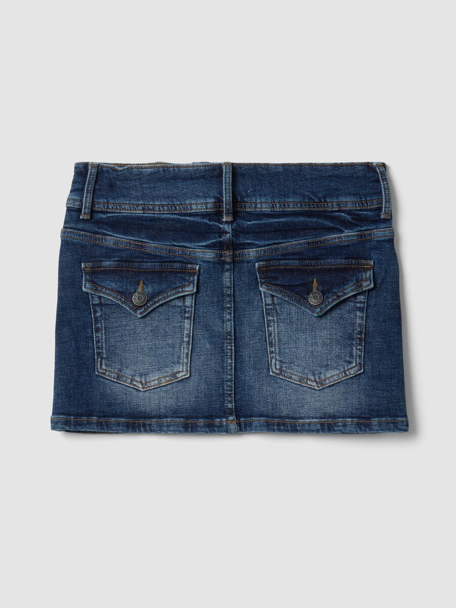 Blue stretch cotton denim mini skirt_2