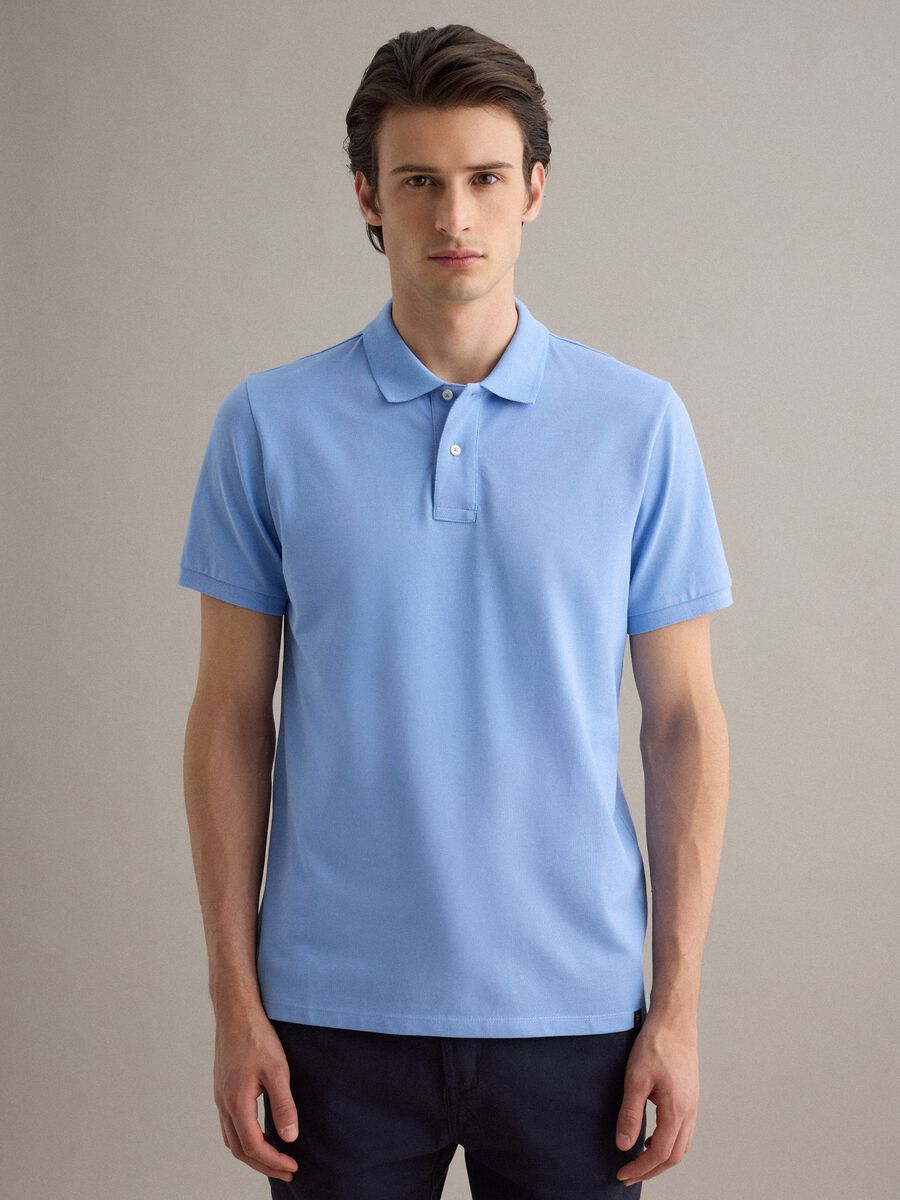 Sky blue pure cotton short sleeve polo, regular fit_1