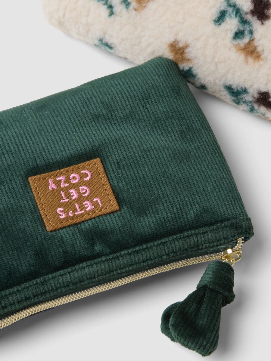 Set di due pochette bianche e verde con fantasia floreale_2