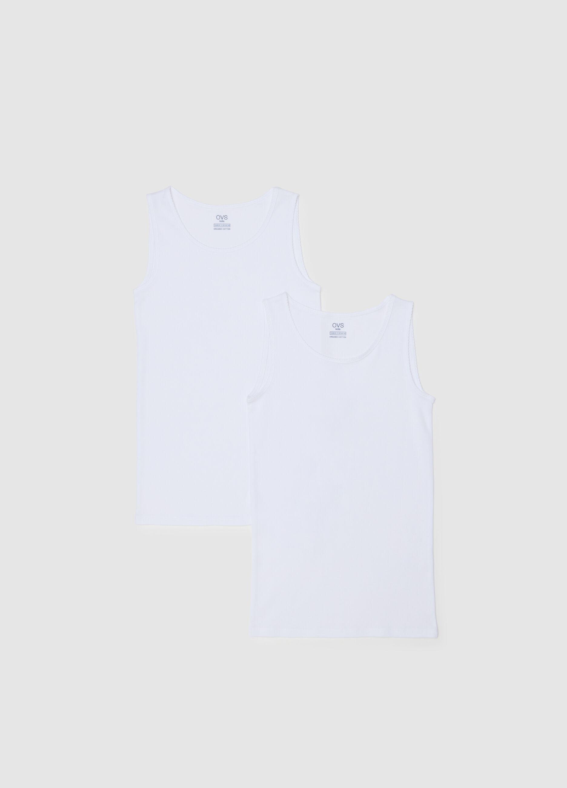Girls' White Sleeveless T-Shirt Twin Pack in Pure Cotton Regular Fit