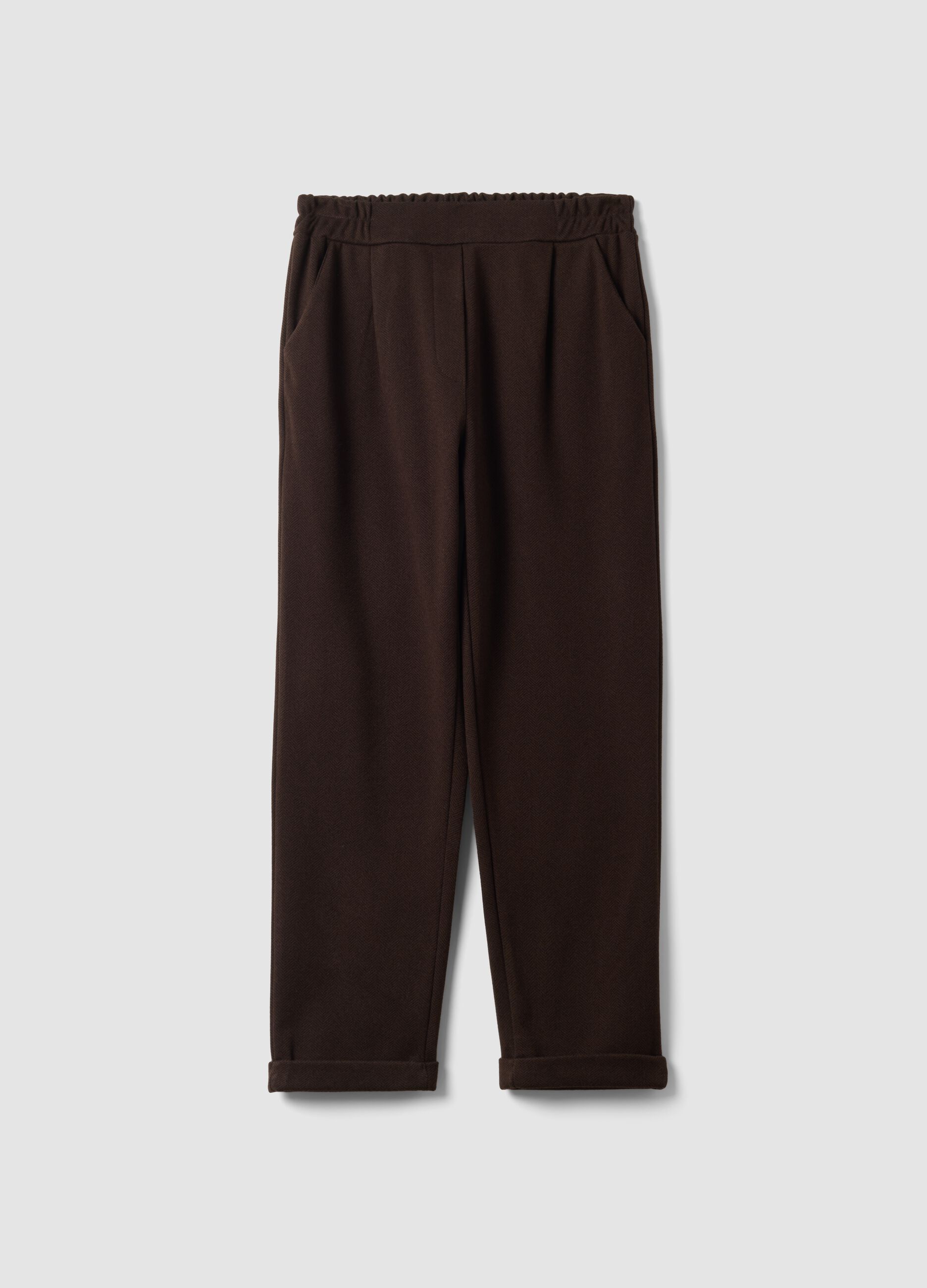 Pantaloni marroni regular fit con motivo chevron