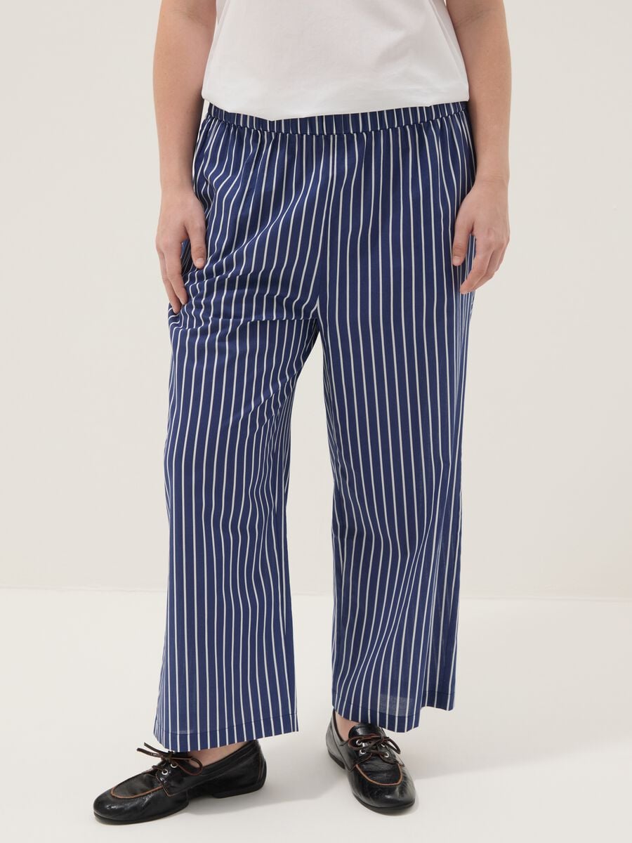 Blue striped pure cotton trousers_1