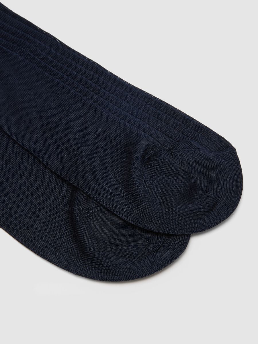 Bipack calze lunghe in puro cotone blu_2