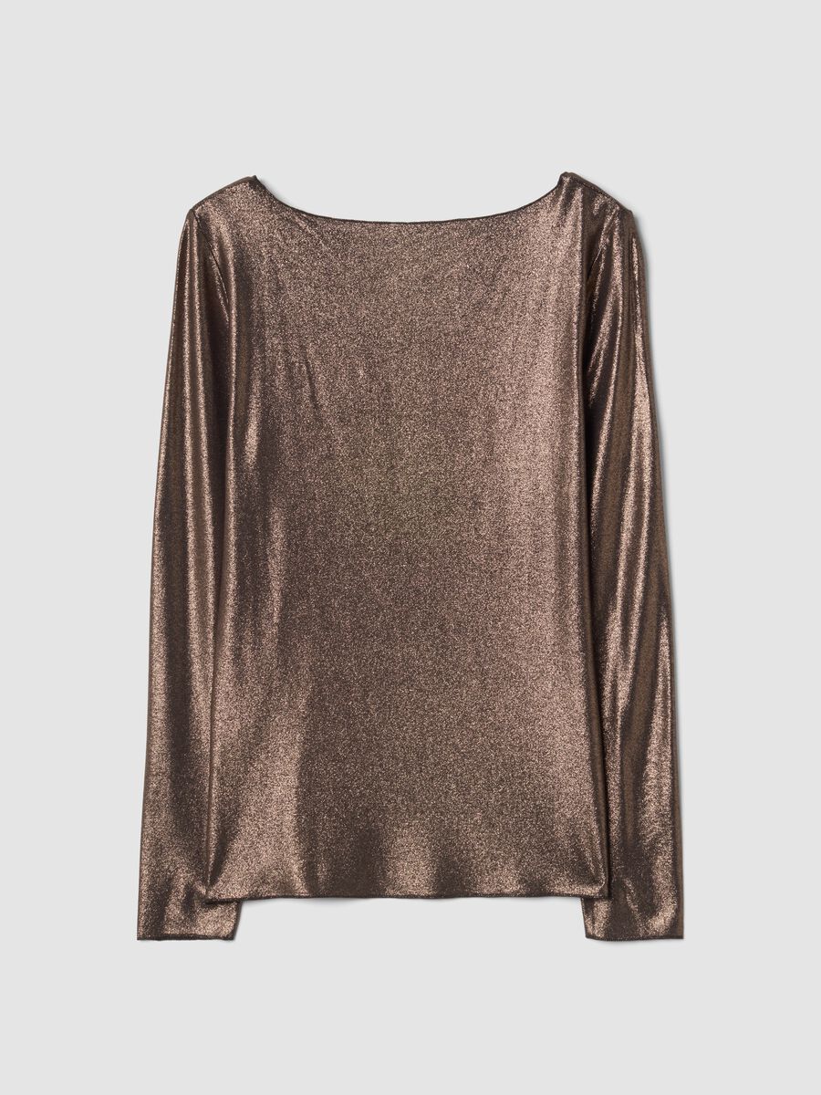 Bronze-brown stretch viscose crew-neck jumper, regular fit_1